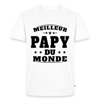 Meilleur Papy du Monde Humour Cadeau Nouveau Papy - T-shirt Premium bio Homme - blanc - Devant - Nico (187cm)