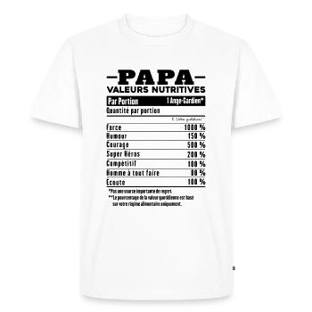 Cadeau papa humour papa valeurs nutritives - T-shirt Premium bio Homme - blanc - Devant - Nico (187cm)
