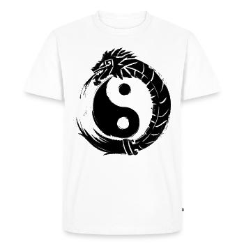 Quetzalcoatl Ying Yang Ancien serpent aztèque - T-shirt Premium bio Homme - blanc - Devant - Nico (187cm)