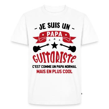 Papa Guitariste Idée Originale Fêtes des Pères - T-shirt Premium bio Homme - blanc - Devant - Nico (187cm)