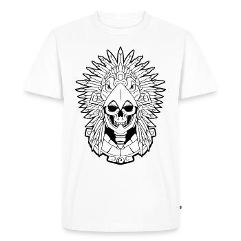 Aztec Eagle Warrior Mayan Skull Inca - Men's Premium Organic T-Shirt - white - Front - Nico (187cm)