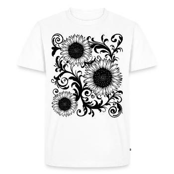 Baroque Aesthetic Sunflower Pattern Dark Academia - Men's Premium Organic T-Shirt - white - Front - Nico (187cm)