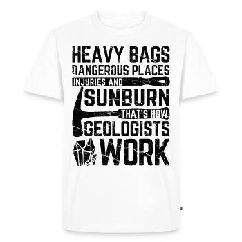 Funny Geology Geologist Rock Hunting - Men's Premium Organic T-Shirt - white - Front - Nico (187cm)