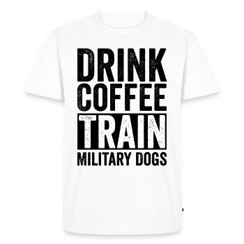 Drinking coffee train military dogs policeman - Men's Premium Organic T-Shirt - white - Front - Nico (187cm)