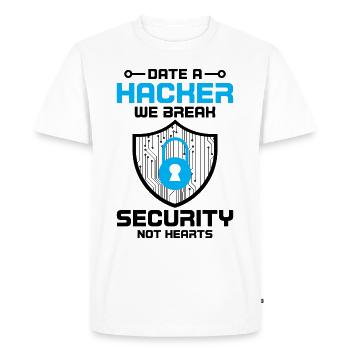 Cybersécurité Sécurité informatique Cybersécurité - T-shirt Premium bio Homme - blanc - Devant - Nico (187cm)