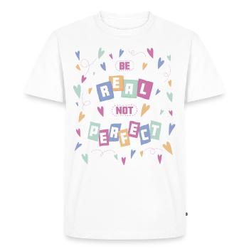 Soyez vrai, pas parfait - confiance en soi, estime de soi - T-shirt Premium bio Homme - blanc - Devant - Nico (187cm)