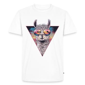 Lama d'été avec des lunettes de soleil cadeau - T-shirt Premium bio Homme - blanc - Devant - Nico (187cm)