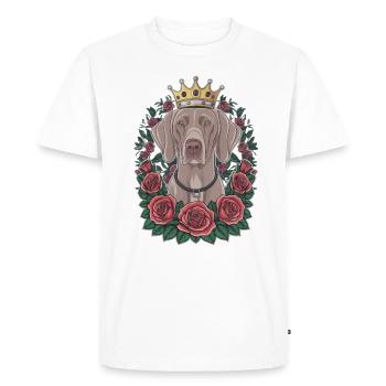 Weimaraner with crown and pretty roses - Men's Premium Organic T-Shirt - white - Front - Nico (187cm)