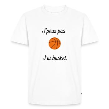 J'peux pas j'ai basket - T-shirt Premium bio Homme - blanc - Devant - Nico (187cm)