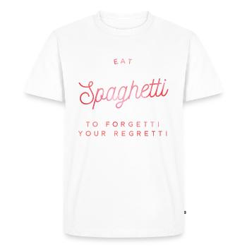 manger des spaghettis pour oublier vos regrettés - T-shirt Premium bio Homme - blanc - Devant - Nico (187cm)