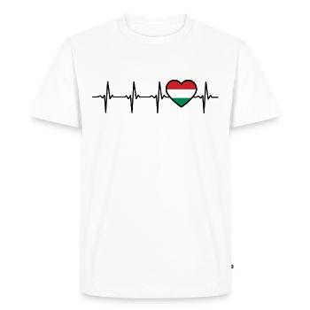 Hongrois Hongrois Heartbeat Hongrie - T-shirt Premium bio Homme - blanc - Devant - Nico (187cm)