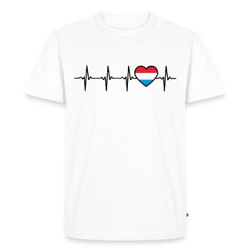 Luxembourg Heartbeat Flag Luxembourger - Men's Premium Organic T-Shirt - white - Front - Nico (187cm)