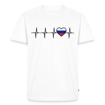 Russia Heartbeat Gift for Russians - Men's Premium Organic T-Shirt - white - Front - Nico (187cm)