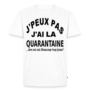 HUMOUR / LA QUARANTAINE / ANNIVERSAIRE / CADEAU - T-shirt Premium bio Homme - blanc - Devant - Nico (187cm)