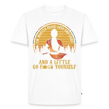 I'm Mostly Peace Love & Light - Buddha Yoga Funny - Men's Premium Organic T-Shirt - white - Front - Nico (187cm)