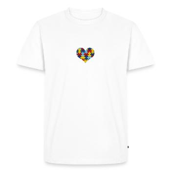Battement de coeur d'autisme - conscience de coeur d'autisme de puzzle - T-shirt Premium bio Homme - blanc - Devant - Nico (187cm)