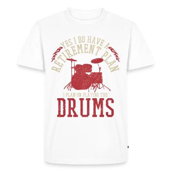 Batteur - pension retraite percussion - T-shirt Premium bio Homme - blanc - Devant - Nico (187cm)