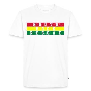 Roots Reggae Rock - Rastafarian Rasta Gift - Men's Premium Organic T-Shirt - white - Front - Nico (187cm)