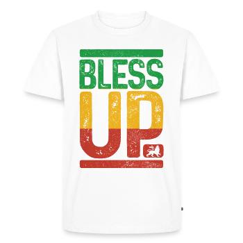 Bless Up Rastafarian Rasta Reggae Music Gift - T-shirt Premium bio Homme - blanc - Devant - Nico (187cm)