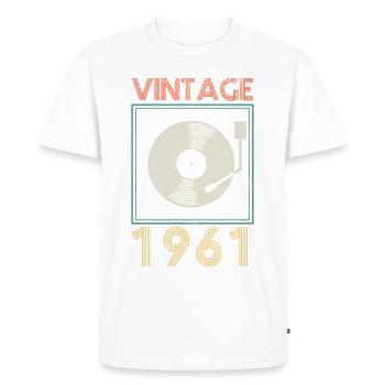 Vintage 1961 Vinyle DJ 60. Cadeau d’anniversaire - T-shirt Premium bio Homme - blanc - Devant - Nico (187cm)