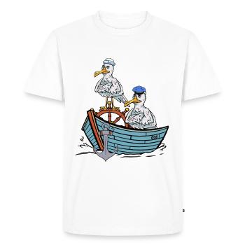 Mouettes, Mouette, Marins, Marins, Bateau de voyage - T-shirt Premium bio Homme - blanc - Devant - Nico (187cm)