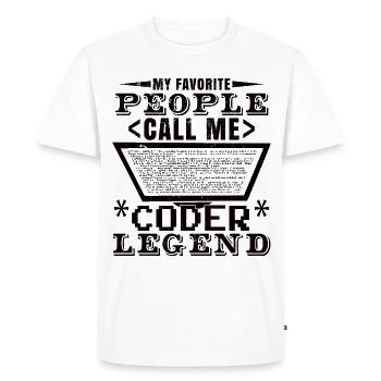 Coder Legend - Men's Premium Organic T-Shirt - white - Front - Nico (187cm)