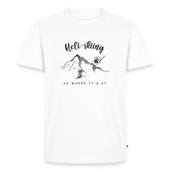 Héliski, Funny Extreme Skiing, Hélicoptère, ski - T-shirt Premium bio Homme - blanc - Devant - Nico (187cm)