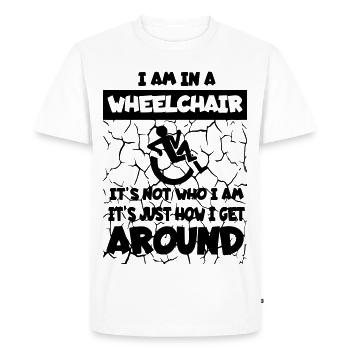 Je me déplace dans mon fauteuil roulant * - T-shirt Premium bio Homme - blanc - Devant - Nico (187cm)