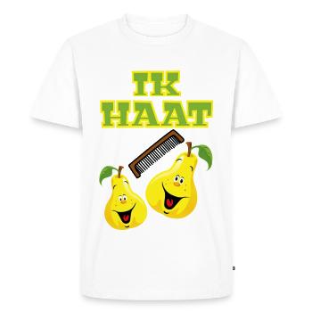 I hate camping. Image of comb and pears * - Men's Premium Organic T-Shirt - white - Front - Nico (187cm)