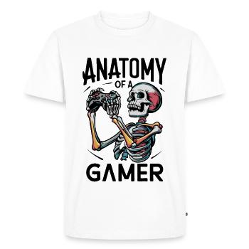 Kniezekskool avec des flammes squelettiques - T-shirt Premium bio Homme - blanc - Devant - Nico (187cm)