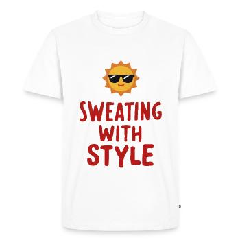 Transpirer avec style - T-shirt Premium bio Homme - blanc - Devant - Nico (187cm)
