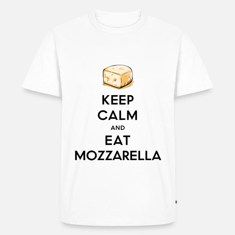 Keep Calm and Eat Mozzarella - Männer Premium Bio T-Shirt - Weiß