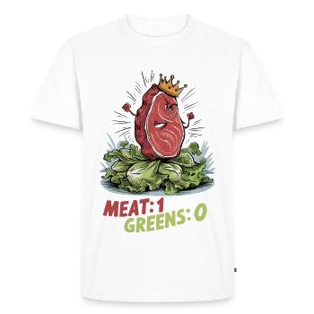 Meat 1, Greens 0 - Männer Premium Bio T-Shirt - Weiß - Vorne - Nico (187cm)