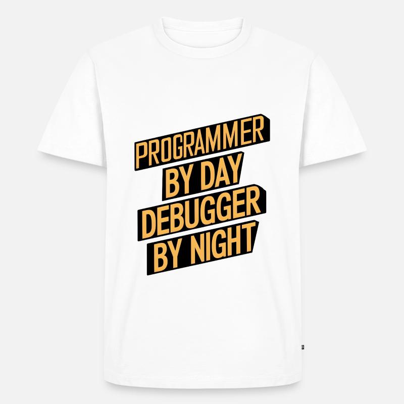 Programmer by Day, Debugger by Night - Men's Premium Organic T-Shirt - white