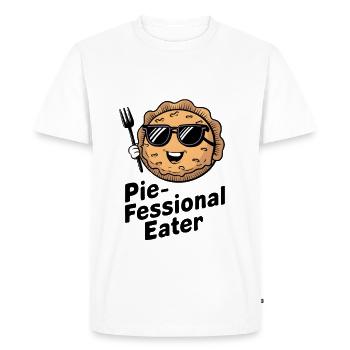 Mangeur de tarte - T-shirt Premium bio Homme - blanc - Devant - Nico (187cm)