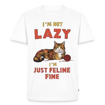 Pas paresseux, félin bien - T-shirt Premium bio Homme - blanc - Devant - Nico (187cm)