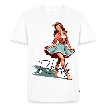 Tenue de style rockabilly femme pieds nus Cadeau rétro - T-shirt Premium bio Homme - blanc - Devant - Nico (187cm)