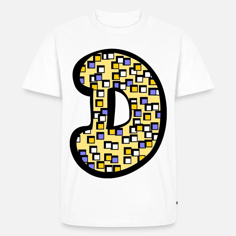 Buchstabe D mit Charakter - Männer Premium Bio T-Shirt - Weiß