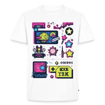 Neon Space Adventure 1990s Y2K - Men's Premium Organic T-Shirt - white - Front - Nico (187cm)