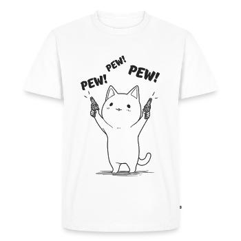 Kitten with Pew Pew - Men's Premium Organic T-Shirt - white - Front - Nico (187cm)