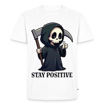 Restez positif - T-shirt Premium bio Homme - blanc - Devant - Nico (187cm)