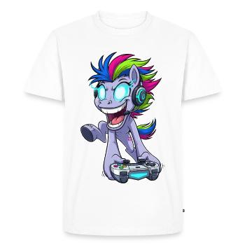 Pegasus de jeu étincelant avec casque - T-shirt Premium bio Homme - blanc - Devant - Nico (187cm)