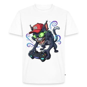 Chat gamer pour les fans de jeux et les amis des chats - T-shirt Premium bio Homme - blanc - Devant - Nico (187cm)