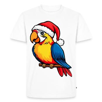 Perroquets Noël / Oiseau du Père Noël - T-shirt Premium bio Homme - blanc - Devant - Nico (187cm)