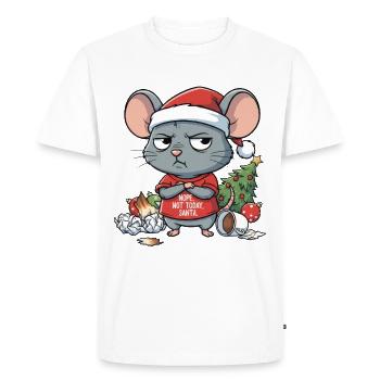 Grim Christmas Mouse with Funny Saying - Men's Premium Organic T-Shirt - white - Front - Nico (187cm)