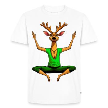 Cerf de yoga - T-shirt Premium bio Homme - blanc - Devant - Nico (187cm)
