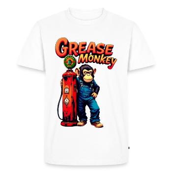 Conception rétro de la pompe GreaseMonkey - T-shirt Premium bio Homme - blanc - Devant - Nico (187cm)