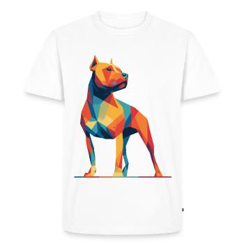 Chien géométrique aux couleurs prismatiques - T-shirt Premium bio Homme - blanc - Devant - Nico (187cm)