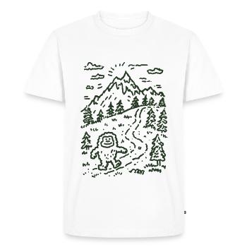 Mountain hiker in forest landscape - Men's Premium Organic T-Shirt - white - Front - Nico (187cm)