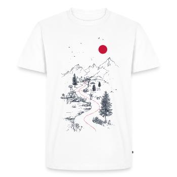Red trail through mountain landscape - Men's Premium Organic T-Shirt - white - Front - Nico (187cm)